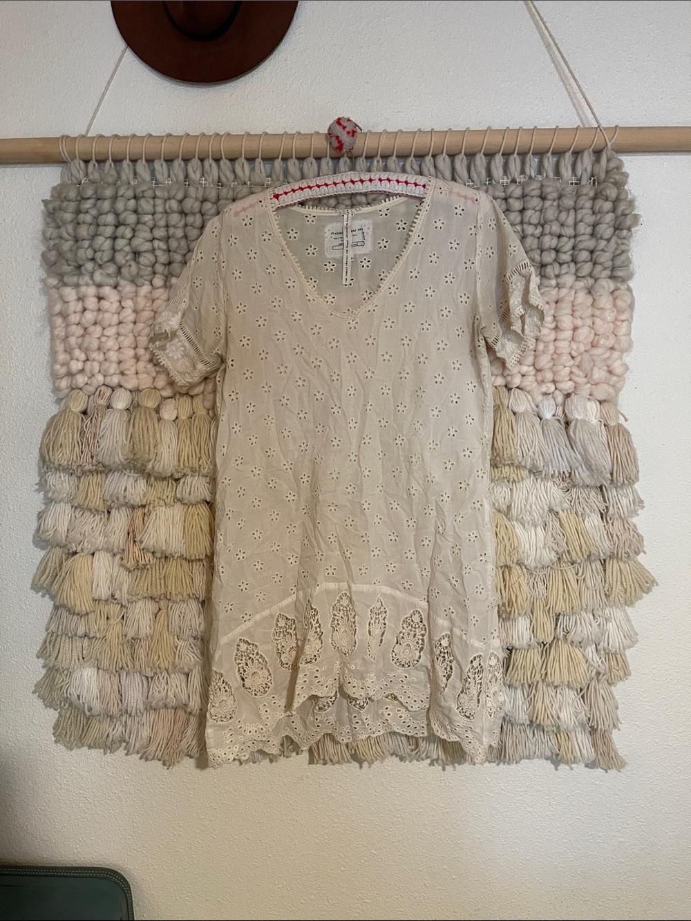 Johnny Was Cream Eyelet Tunic Minidress